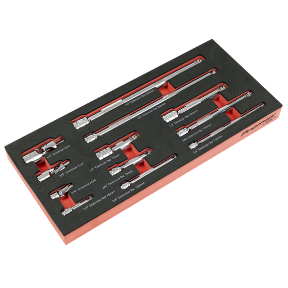 Premier Wobble Extension Bar Set with Tool Tray 1/4", 3/8" & 1/2"Sq Drive 12pc - SE-TBT44