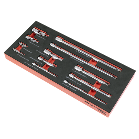Premier Wobble Extension Bar Set with Tool Tray 1/4", 3/8" & 1/2"Sq Drive 12pc - SE-TBT44