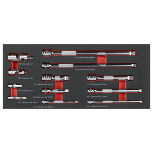 Premier Wobble Extension Bar Set with Tool Tray 1/4", 3/8" & 1/2"Sq Drive 12pc - SE-TBT44
