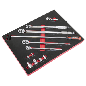 Premier Ratchet, Torque Wrench, Breaker Bar & Socket Adaptor Set with Tool Tray 3/8"Sq & 1/2"Sq Drive 12pc - SE-TBT45
