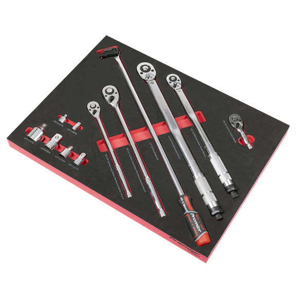 Premier Ratchet, Torque Wrench, Breaker Bar & Socket Adaptor Set with Tool Tray 3/8"Sq & 1/2"Sq Drive 12pc - SE-TBT45