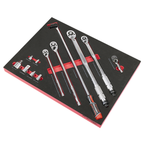 Premier Ratchet, Torque Wrench, Breaker Bar & Socket Adaptor Set with Tool Tray 3/8"Sq & 1/2"Sq Drive 12pc - SE-TBT45