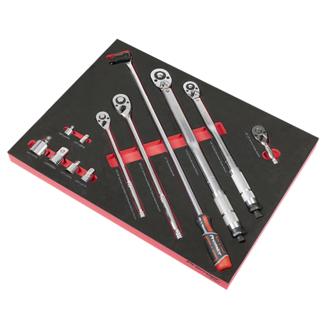 Premier Ratchet, Torque Wrench, Breaker Bar & Socket Adaptor Set with Tool Tray 3/8"Sq & 1/2"Sq Drive 12pc - SE-TBT45