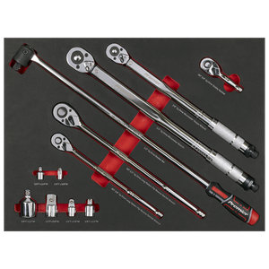 Premier Ratchet, Torque Wrench, Breaker Bar & Socket Adaptor Set with Tool Tray 3/8"Sq & 1/2"Sq Drive 12pc - SE-TBT45