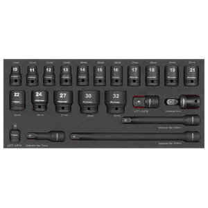 Premier Impact Socket Set with Tool Tray 1/2"Sq Drive 22pc - SE-TBT46