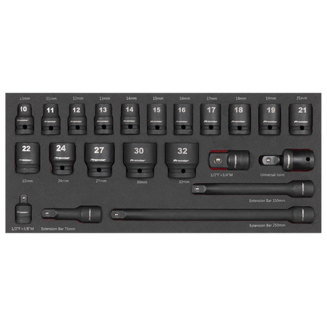 Sealey Premier Impact Socket Set Tool Tray 1/2"Sq Drive 22pc SE TBT46