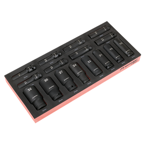 Premier Deep Impact Socket Set with Tool Tray 1/2"Sq Drive 16pc - SE-TBT47