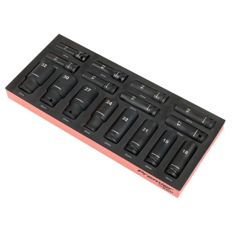 Premier Deep Impact Socket Set with Tool Tray 1/2"Sq Drive 16pc - SE-TBT47