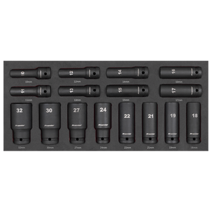 Premier Deep Impact Socket Set with Tool Tray 1/2"Sq Drive 16pc - SE-TBT47