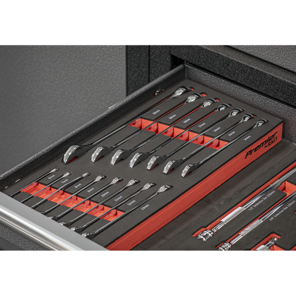 Sealey Premier Combination Spanner Set with Tool Tray 15pc SE TBT48