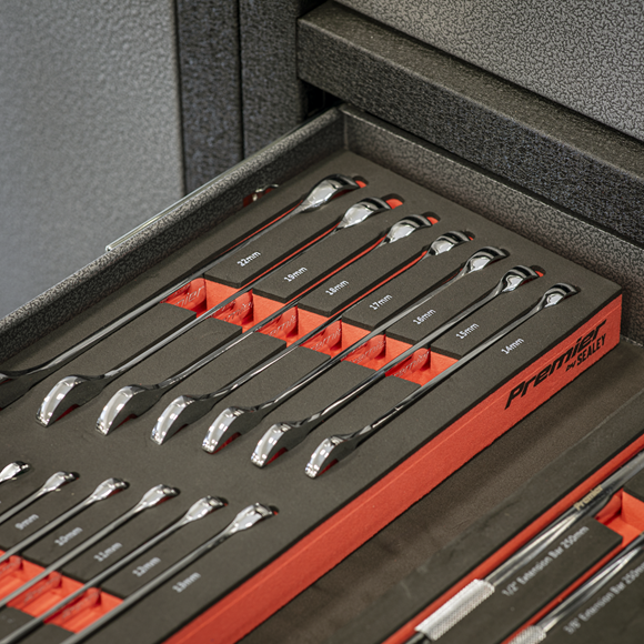 Sealey Premier Combination Spanner Set with Tool Tray 15pc SE TBT48
