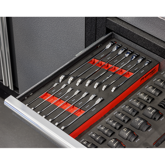 Sealey Premier Ratchet Spanner Set with Tool Tray 14pc SE TBT49