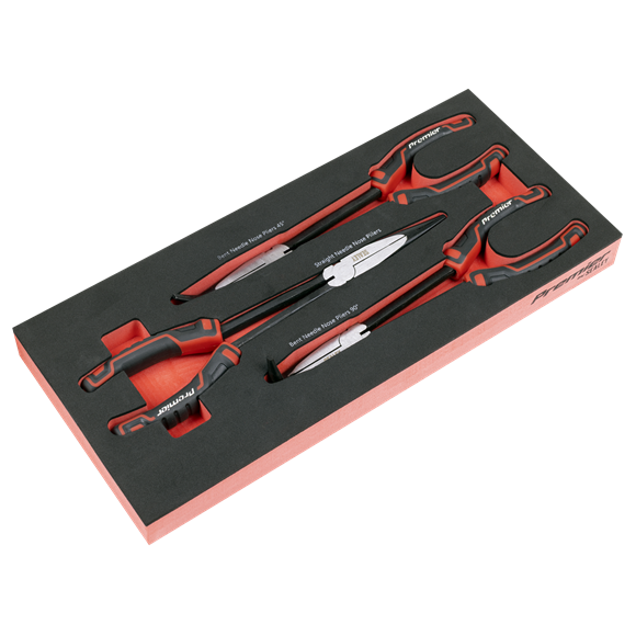 Premier Long Needle Nose Pliers Set with Tool Tray 3pc - SE-TBT58