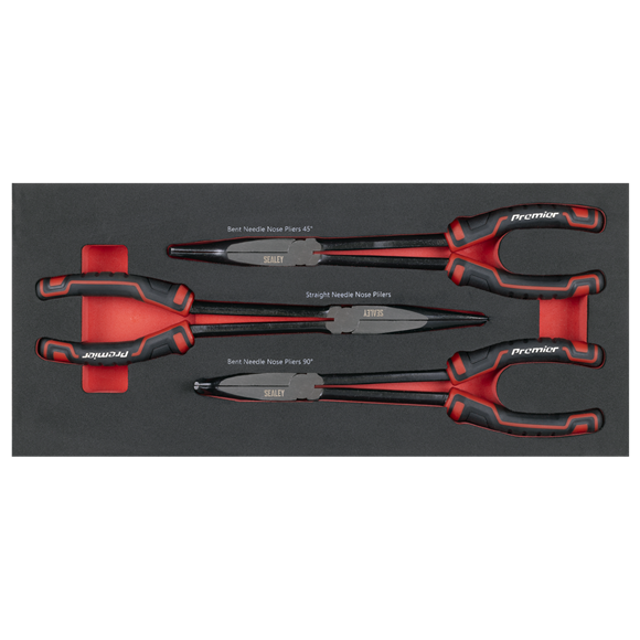 Premier Long Needle Nose Pliers Set with Tool Tray 3pc - SE-TBT58