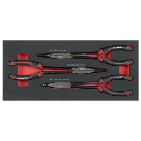 Sealey Premier Long Needle Nose Pliers Set with Tool Tray 3pc SE TBT58