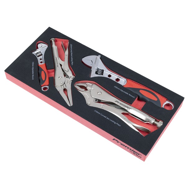 Premier Locking Pliers & Adjustable Wrench Set with Tool Tray 4pc - SE-TBT59