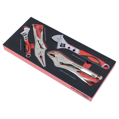 Premier Locking Pliers & Adjustable Wrench Set with Tool Tray 4pc - SE-TBT59