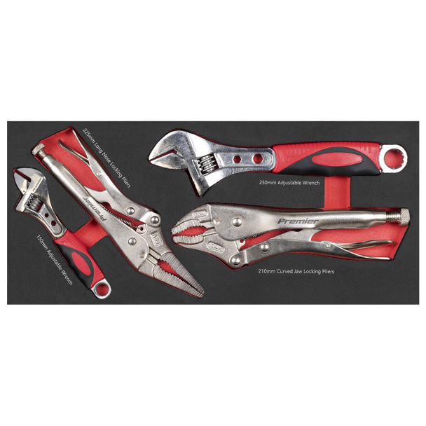Premier Locking Pliers & Adjustable Wrench Set with Tool Tray 4pc - SE-TBT59
