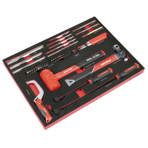 Premier Striking, Pry Bar, Hacksaw & Impact Screwdriver Set with Tool Tray 39pc - SE-TBT66