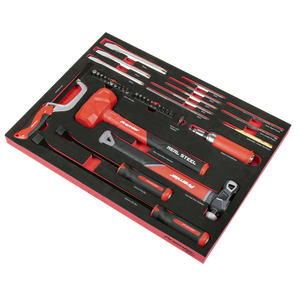 Premier Striking, Pry Bar, Hacksaw & Impact Screwdriver Set with Tool Tray 39pc - SE-TBT66