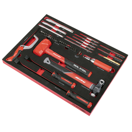 Premier Striking, Pry Bar, Hacksaw & Impact Screwdriver Set with Tool Tray 39pc - SE-TBT66