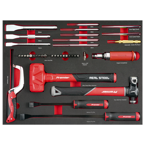 Premier Striking, Pry Bar, Hacksaw & Impact Screwdriver Set with Tool Tray 39pc - SE-TBT66