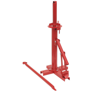 The Sealey Tyre Changer Manual Operation - TC960 is a robust tool made from durable steel and includes a metal bar, vertical post, base, handle, and adjustable components.