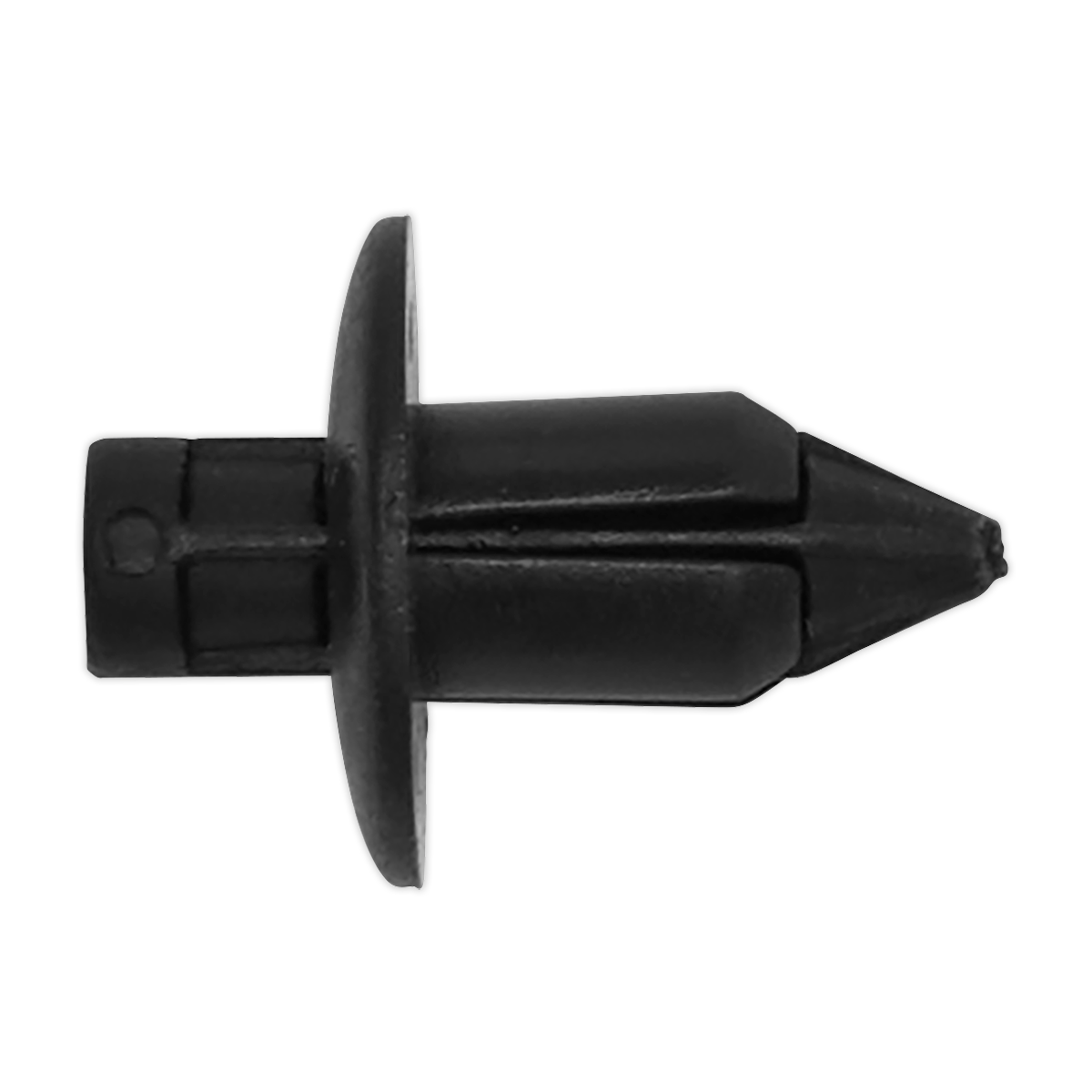 Shown is a Sealey Push Rivet, model TCPR1614, measuring 16mm in diameter and 21mm in length. This pack of 20 black plastic fastener clips is typically used in automotive applications, such as OEM Suzuki models. The clips feature a flared base and a pointed tip.