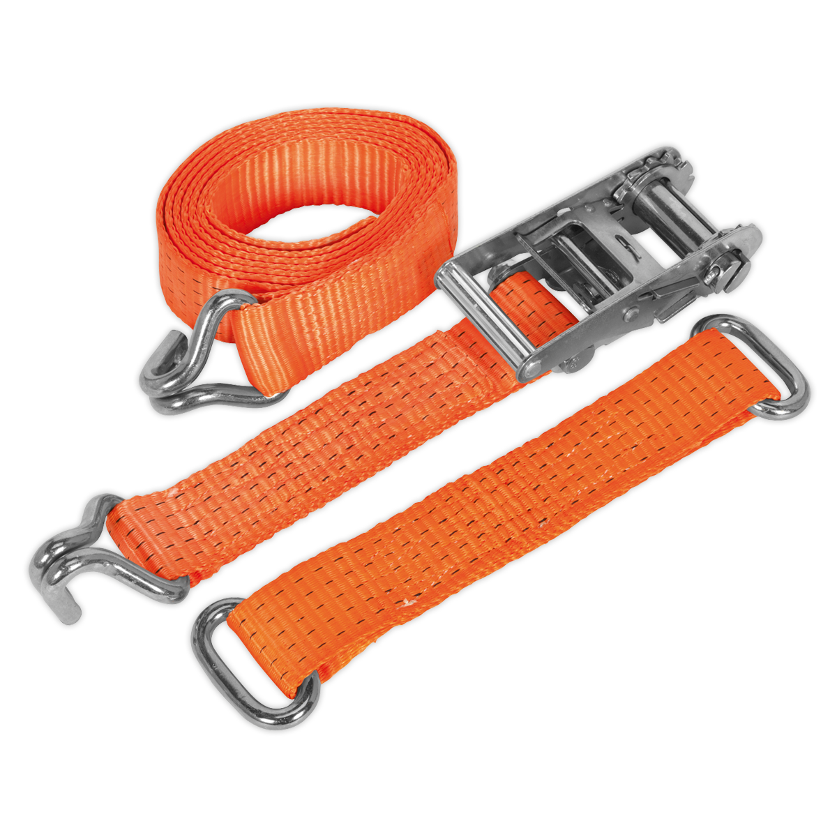 Car Transporter Ratchet Strap 50mm x 3m Steel Wheel - Single 4500kg Breaking Strength - TDRWS - Farming Parts