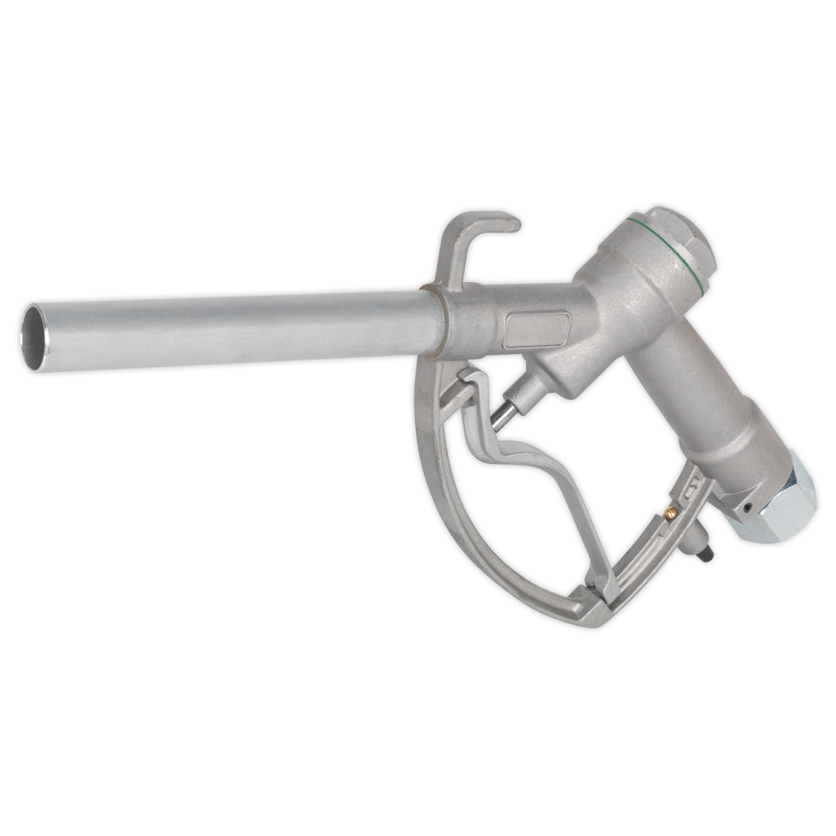 The Sealey Dispenser Nozzle Manual for Diesel or Leaded Petrol - TP108 features a metal fuel pump with an ergonomic handle and an elongated spout, designed for maximum flow rate.