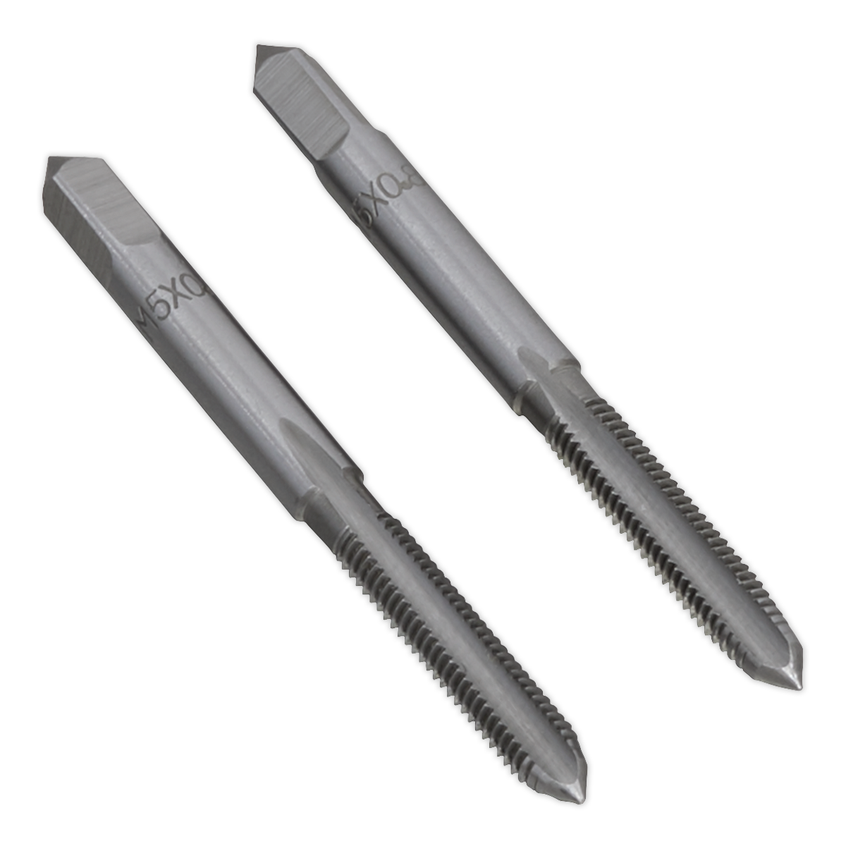 The Sealey Tap Set, model TSM5, includes two high-quality steel taps with pointed tips and threaded shanks, designed for accurately cutting internal threads in M5 x 0.8mm holes. This versatile set features both taper and plug taps to ensure precision for all your threading needs.