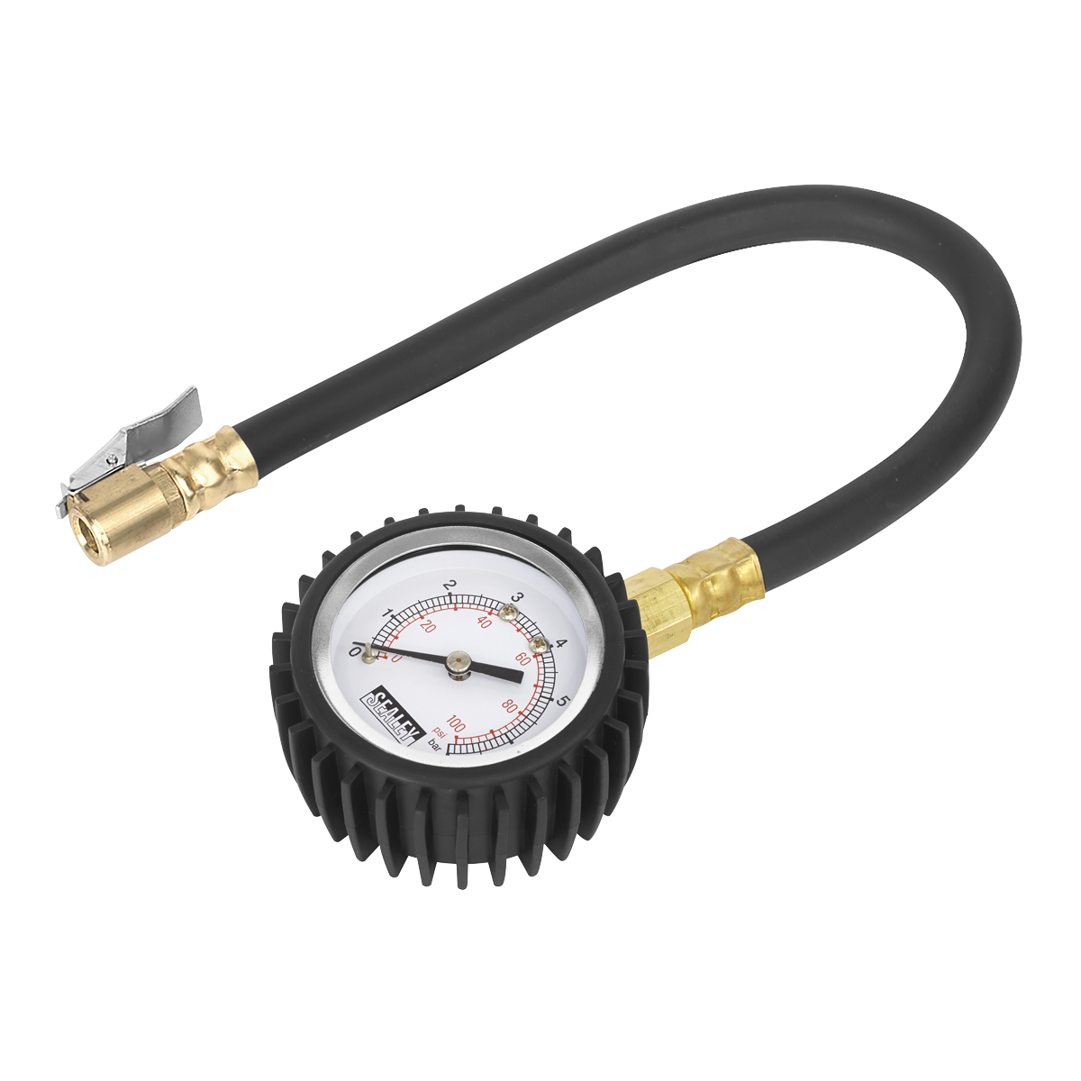 Tyre Pressure Gauge with Clip-On Chuck 0-7bar(0-100psi) - TST/PG6 - Farming Parts