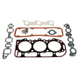 A Top Gasket Set - 3 Cyl. (32D, BSD326, BSD329, BSD332, BSD333) by Sparex (Part No.S.65294), featuring head gaskets, exhaust gaskets, and other various gaskets arranged on a white background. This premium gasket set is compatible with Ford engines and is manufactured by Sparex.