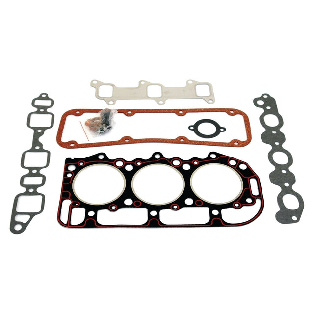 A Top Gasket Set - 3 Cyl. (32D, BSD326, BSD329, BSD332, BSD333) by Sparex (Part No.S.65294), featuring head gaskets, exhaust gaskets, and other various gaskets arranged on a white background. This premium gasket set is compatible with Ford engines and is manufactured by Sparex.