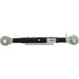 The Sparex Top Link Heavy Duty (Cat.2/2) Ball and Ball, 1 1/4'', Min. Length: 530mm - S.4916073, presented against a white background, is a black and silver adjustable torque arm known for its robust construction. It includes two rod ends and mounting hardware on either side, making it ideal for tractor implements.