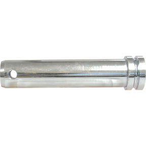 The Sparex Top Link Pin 45x130mm Cat. 4 (Sparex Part No. S.118464) is a metal pin with a cylindrical shape, featuring a hole near one end and a ridged section on the opposite end.