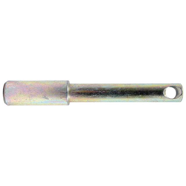 Introducing the Sparex Top Link Pin - Dual Category 19 - 25mm Cat.1/2, Part No.S.15127: This cylindrical metal rod boasts a hollow end and a small hole near its solid end, providing an impressive working length ideal for diverse applications.