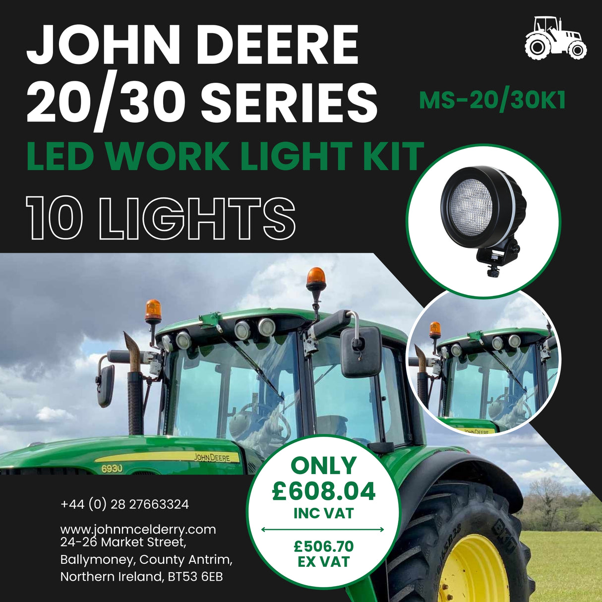 John Deere 20/30 Series LED Workight Kit - 10 Lights