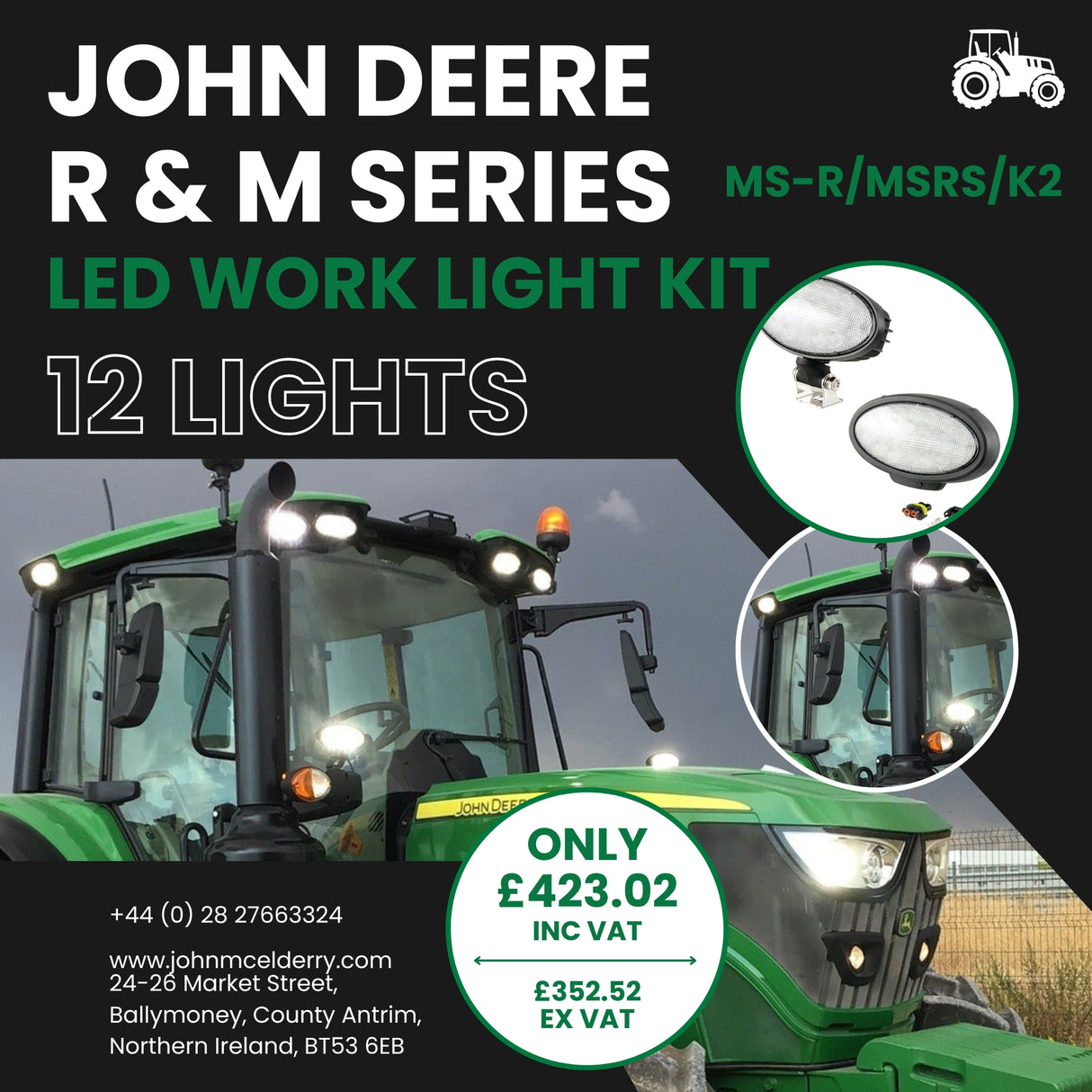 John Deere R & M Series LED Workight Kit - 12 Lights