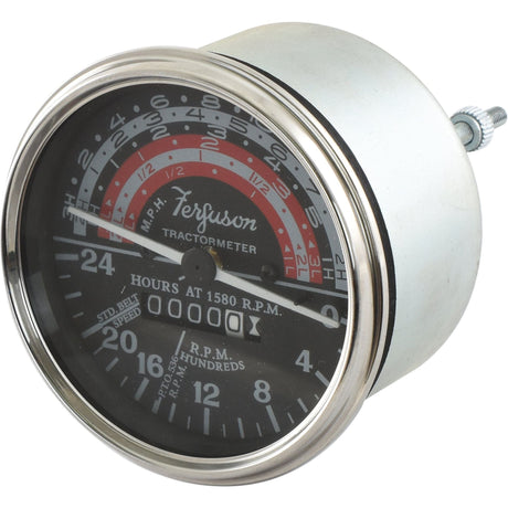 Close-up of a Sparex Tachometer (KPH), also labeled S.42754, featuring an RPM gauge and hour meter. The dial displays measurements in M.P.H, R.P.M, and belt speed, with a metallic casing and a Sparex knob on the side.