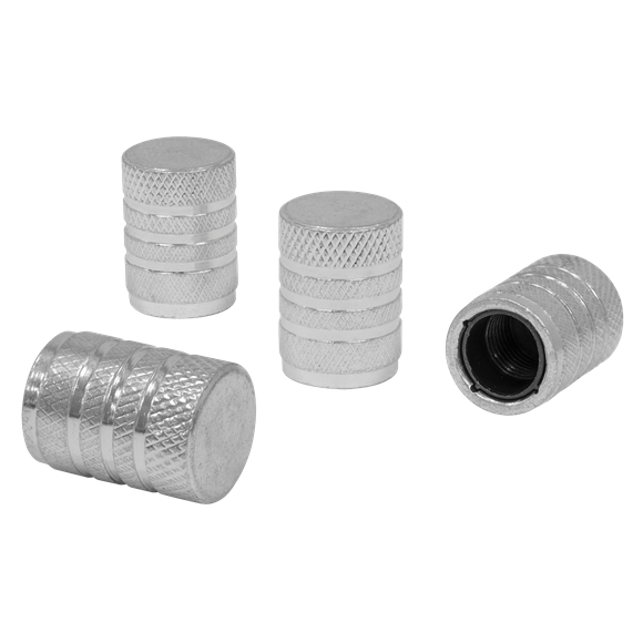 Aluminium Valve Cap 4pc - Silver Anodised - SE-VCA4