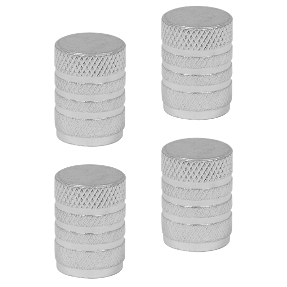 Aluminium Valve Cap 4pc - Silver Anodised - SE-VCA4