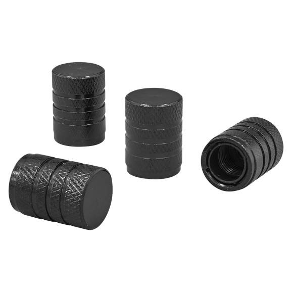 Aluminium Valve Cap 4pc - Black Anodised - SE-VCB4