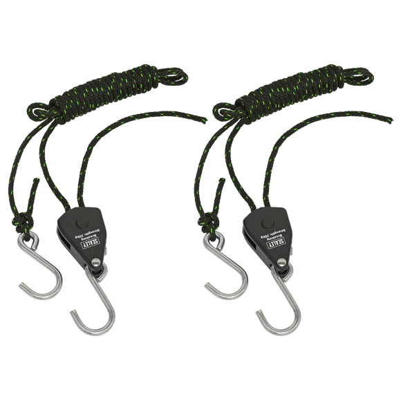 Sealey | Parts Hanger/Tie Down Ratchet with S-Shaped Hooks 2m - Pack of 2 - VS0118