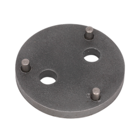 Sealey's Rear Brake Piston Wind-Back Adaptor - VAG - VS02821 is a circular metal plate with four protruding pins and two holes, designed specifically as an adaptor for rear brake calipers on VAG vehicles.