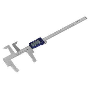 The Sealey Digital Brake Disc & Drum Caliper 300mm/12" - VS0567, equipped with an LCD display and extended measuring jaws, is designed for precise measurement in both millimeters and inches. This stainless steel gauge guarantees accurate results every time.