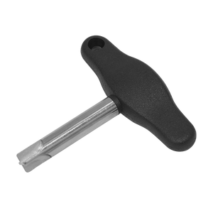 The Sealey T-Handle Vehicle Service Screwdriver 1.8mm - VS0952 features a T-shaped metal and plastic handle with a black grip and a cylindrical shaft, specifically designed for restricted access tasks.