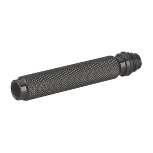 A cylindrical, textured black metal tube with threaded ends, known as the Compressed Air Adaptor Use with VS160 - VS1601 by Sealey, possibly serving as a cylinder pressure component for a mechanical or industrial device.