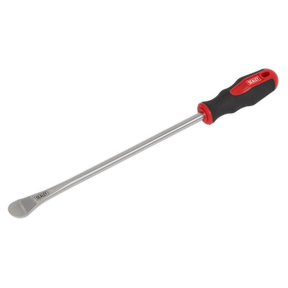 Introducing the Deluxe Tyre Lever 375mm - VS1818 from Sealey, a robust metal hand tool featuring a durable black and red moulded handle, perfect for prying or scraping tasks.
