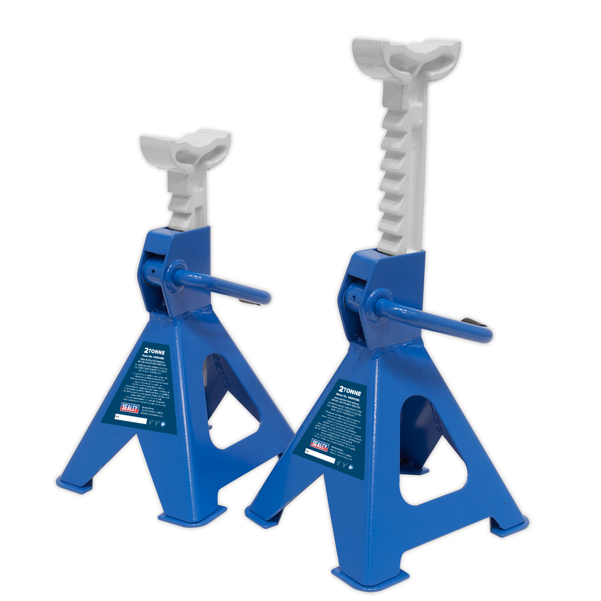 Axle Stands (Pair) 2 Tonne Capacity per Stand Ratchet Type - Blue - VS2002BL - Farming Parts